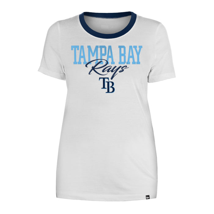 Rays Women's New Era White Scoop Ringer T-Shirt