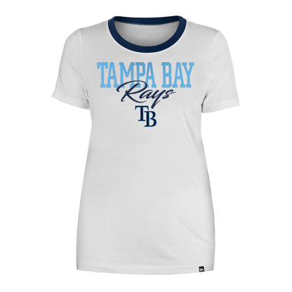Rays Women's New Era White Scoop Ringer T-Shirt