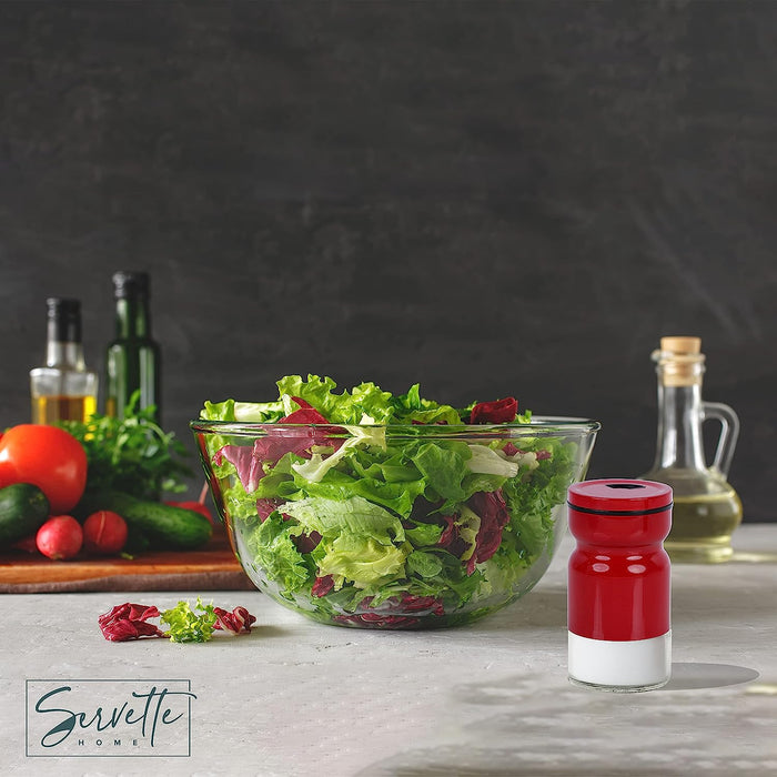 Red Glass & Metal Salt and Pepper Shakers