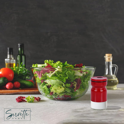 Red Glass & Metal Salt and Pepper Shakers