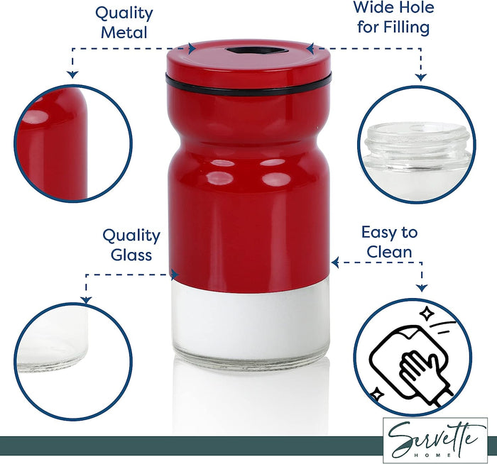 Red Glass & Metal Salt and Pepper Shakers