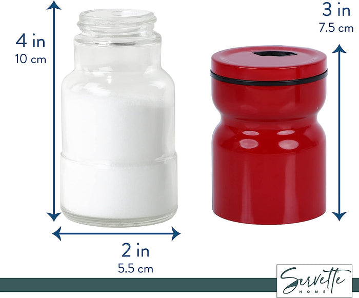 Red Glass & Metal Salt and Pepper Shakers