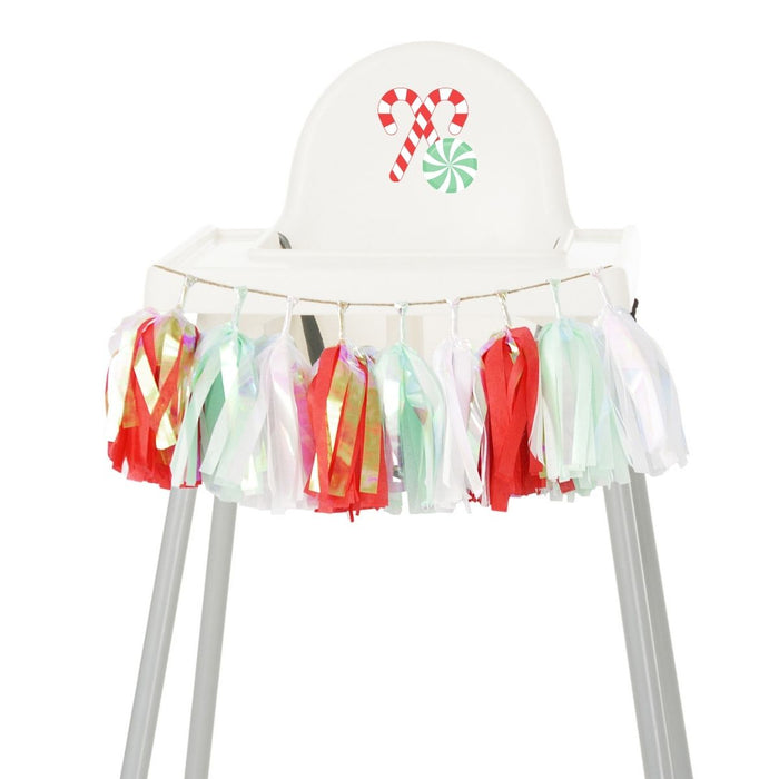Red Mint Iridescent Peppermint High Chair Garland, Christmas 1st Birthday, Holiday First Birthday Party, High Chair Banner, Cake Smash Prop by GenWoo Shop