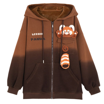 Red Panda Design Gradient Fleece Sweatshirt