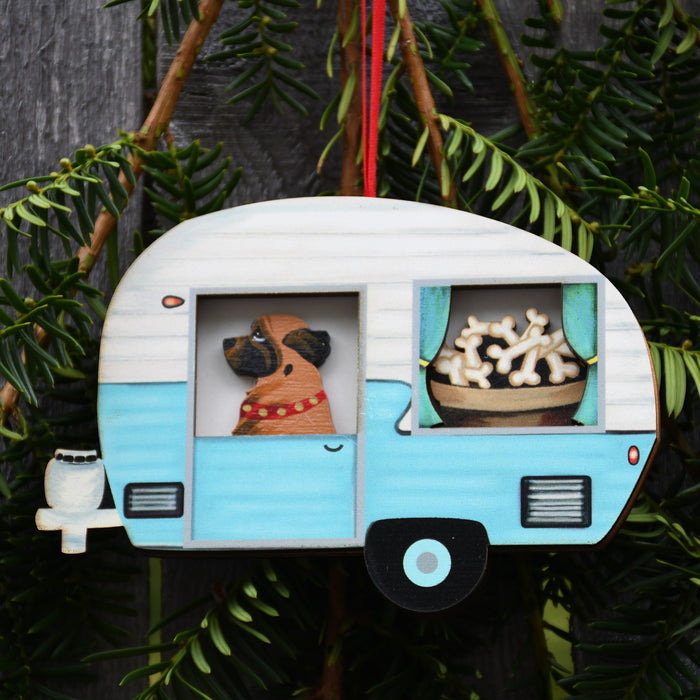 Retro Trailer with Leonberger Ornament