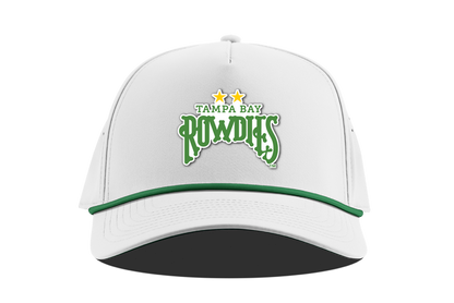 Rowdies Branded Bills White Two Star Logo Rope Snapback Hat
