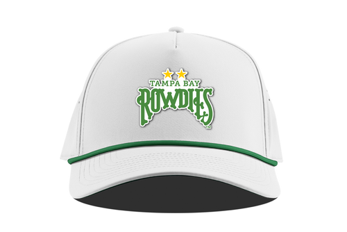 Rowdies Branded Bills White Two Star Logo Rope Snapback Hat