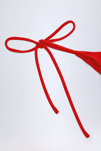 Side-Tie Cheeky Bikini Bottoms in Fiery Red