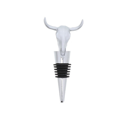 Silver Longhorn Skull Modern Wine Stopper
