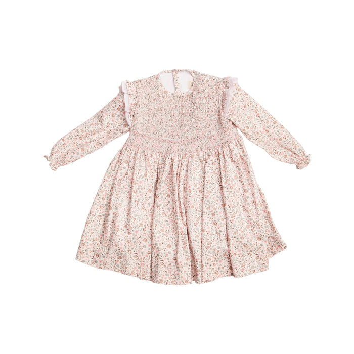 Simonetta Handsmocked Floral Long Sleeve Dress