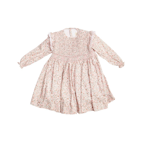 Simonetta Handsmocked Floral Long Sleeve Dress