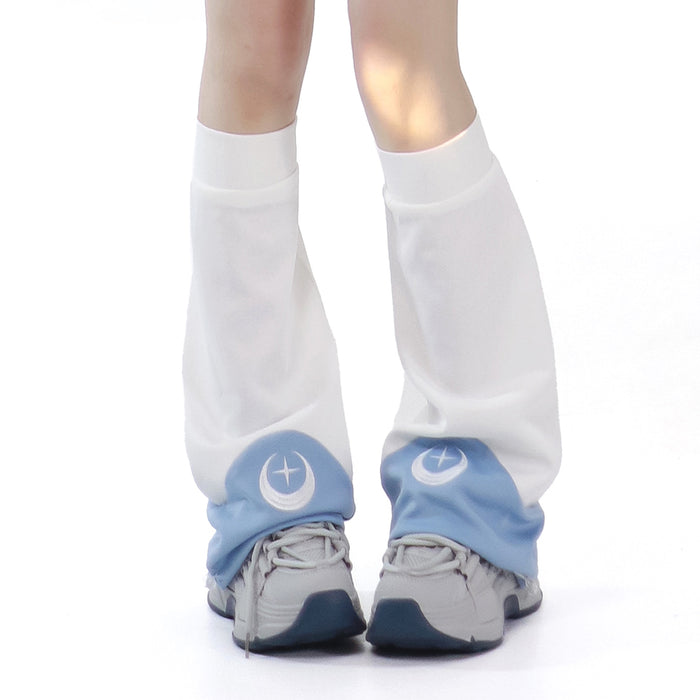 Leg Warmers / Light Blue & White / One size