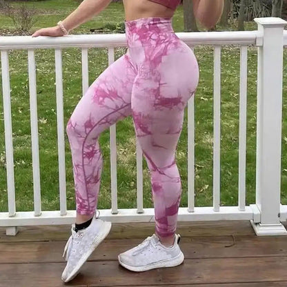 Tie Dye High Waisted Yoga Pants Butt Lifting Scrunch Workout Leggings
