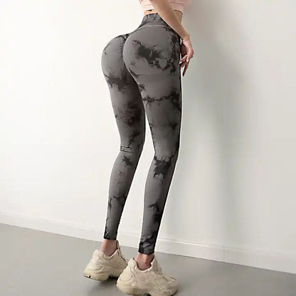 Tie Dye High Waisted Yoga Pants Butt Lifting Scrunch Workout Leggings