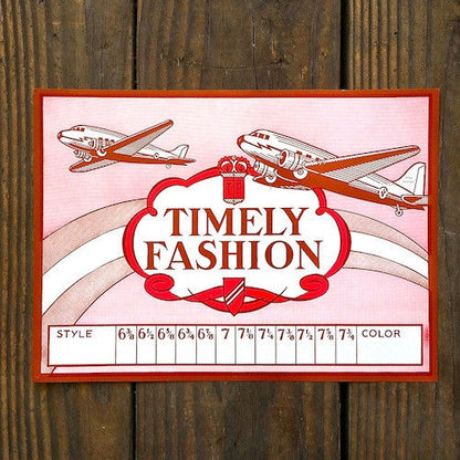 TIMELY FASHION Airplane Hat Apparel Label 1940s