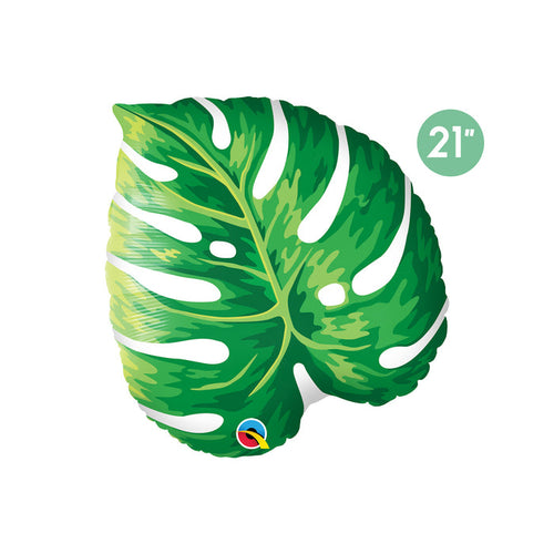 Tropical Philodendron Leaf Balloon 21-inch, Tropical Flamingo Party Balloon, Tropical Leaf Birthday Decoration, Summer Party Decoration