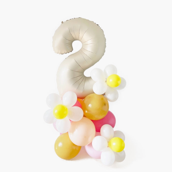 Two Groovy Number 2 Balloon Column - Little Girl Second Birthday Party Balloon Tower Decorations