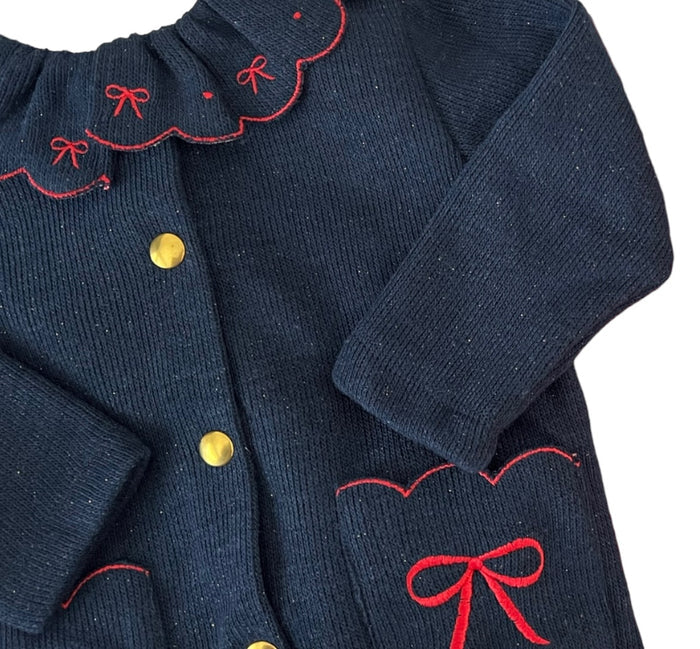Valentina Navy Blue Bows Cardigan