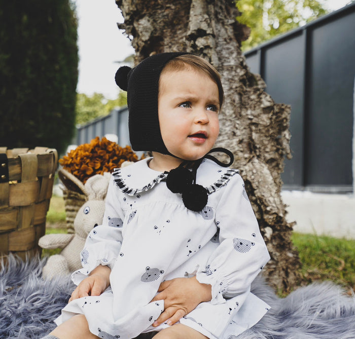 Vero Bear Ivory and Black Dress