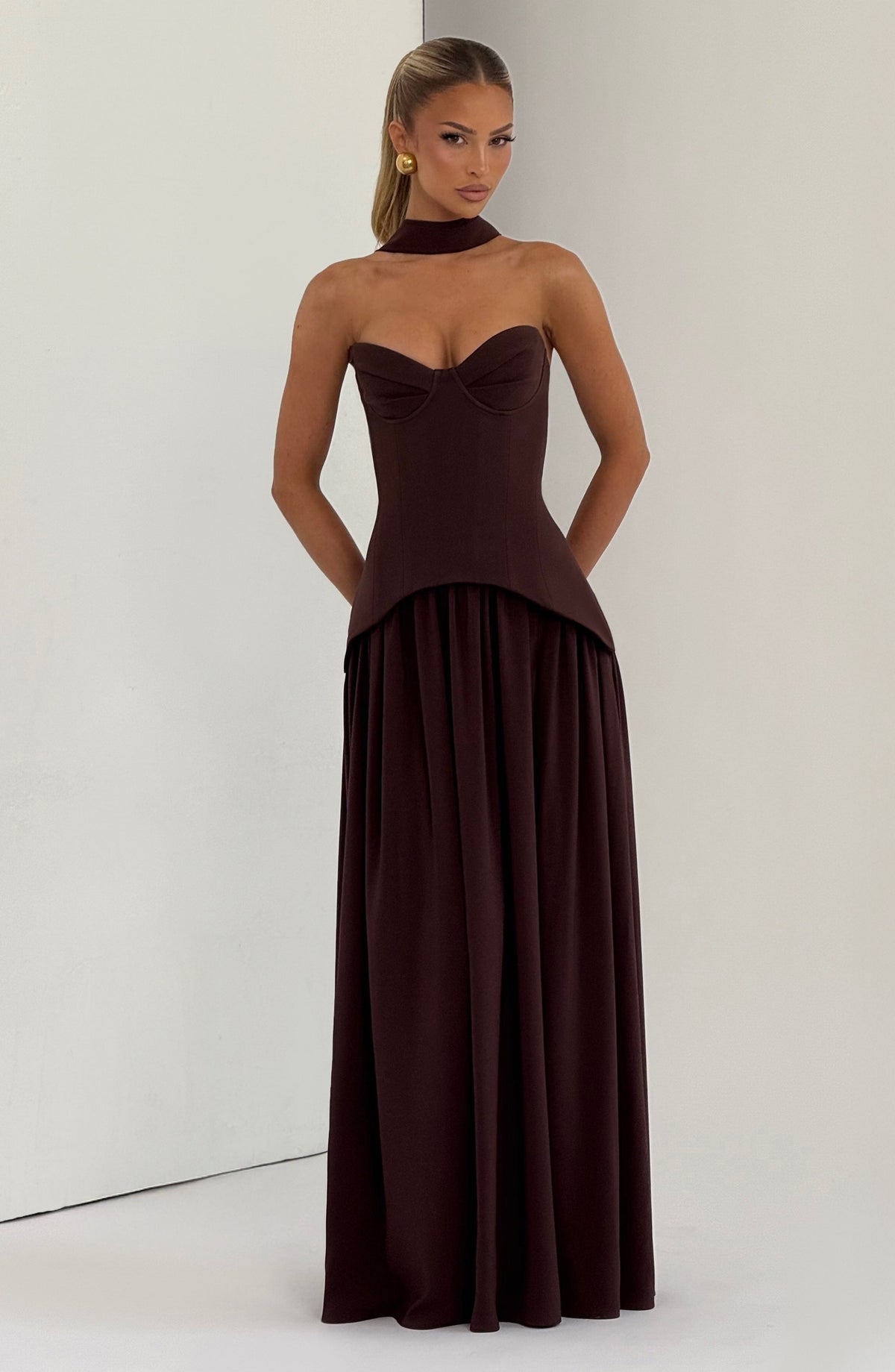 Vietta Maxi Dress - Plum Brown