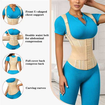 Waist Cincher Corset Double Belt Wrap Girdle Shapewear Tummy Control Waist