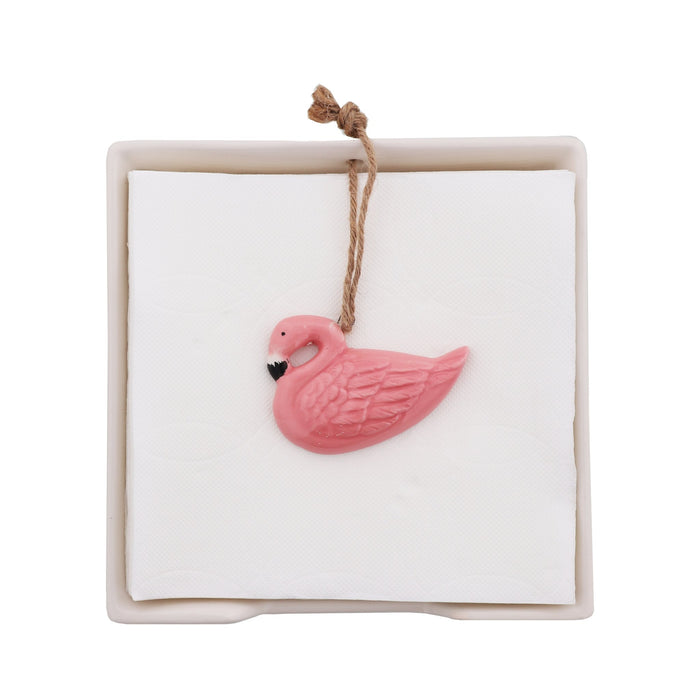 white ceramic napkin holder