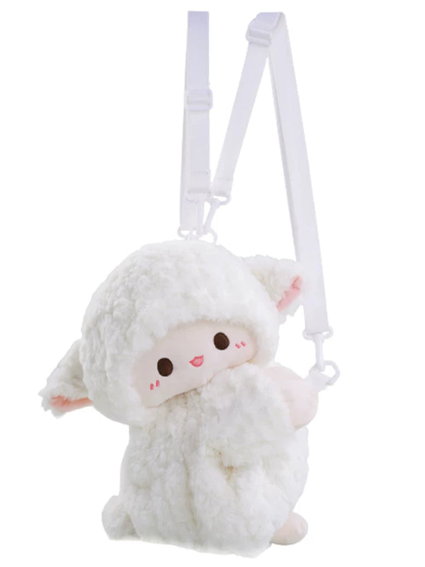 White Lamb Plush Crossbody Bag