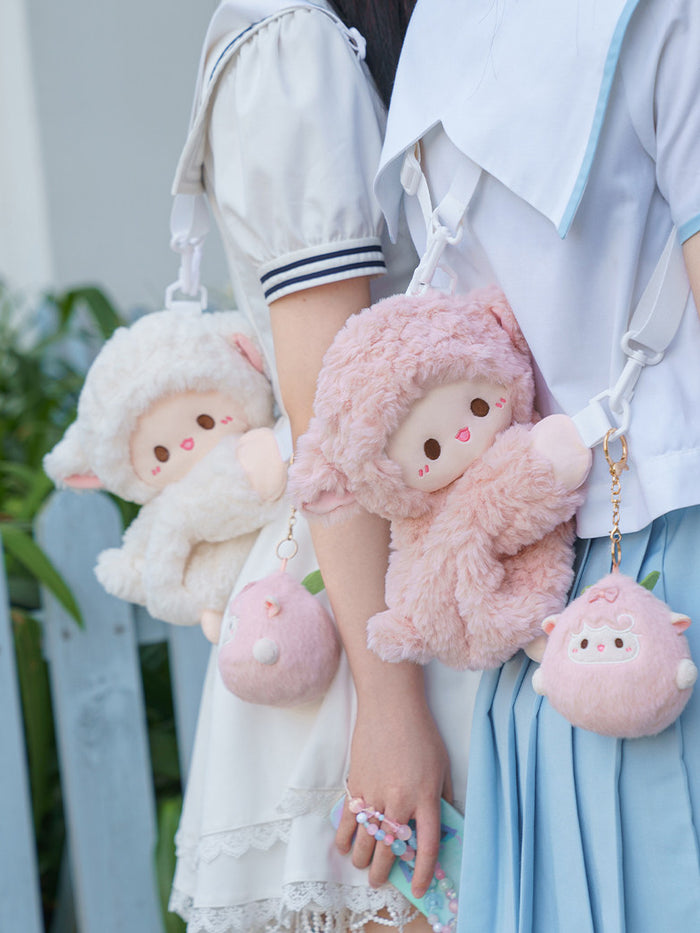 White Lamb Plush Crossbody Bag