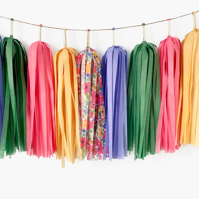 Wildflowers Tassel Garland - Bohemian Hippie Retro Vintage Girl Birthday Bridal Shower Baby Shower Mother's Day Party Backdrop Decorations